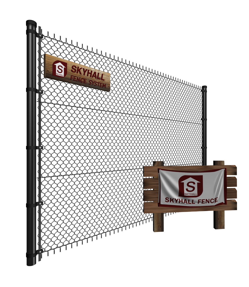 chain link fences 3d illustration