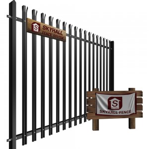 steel palisade fencing 3d illustration
